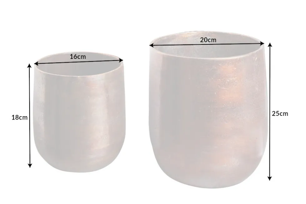 2er Set Blumentopf FLOWERS L 15/20cm Metall kupfer geflammt