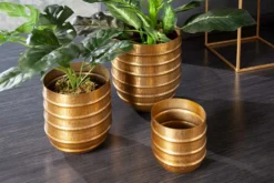 3er Set Blumentopf ORIENT 25/20/15cm Metall gold Hammerschlag Design
