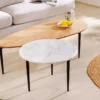 2er Set Couchtische ADLON 110cm natur weiß Akazienholz Marmor schwarz Metall