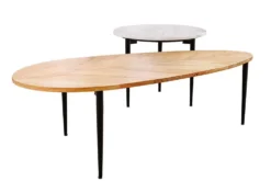 2er Set Couchtische ADLON 110cm natur weiß Akazienholz Marmor schwarz Metall