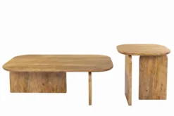 2er Set Couchtische GATSBY 100cm braun Mangoholz organische Form Beistelltisch