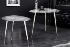 2er Set Couchtisch ELEMENTS 50cm silber Metall Handarbeit