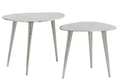 2er Set Couchtisch ELEMENTS 50cm silber Metall Handarbeit