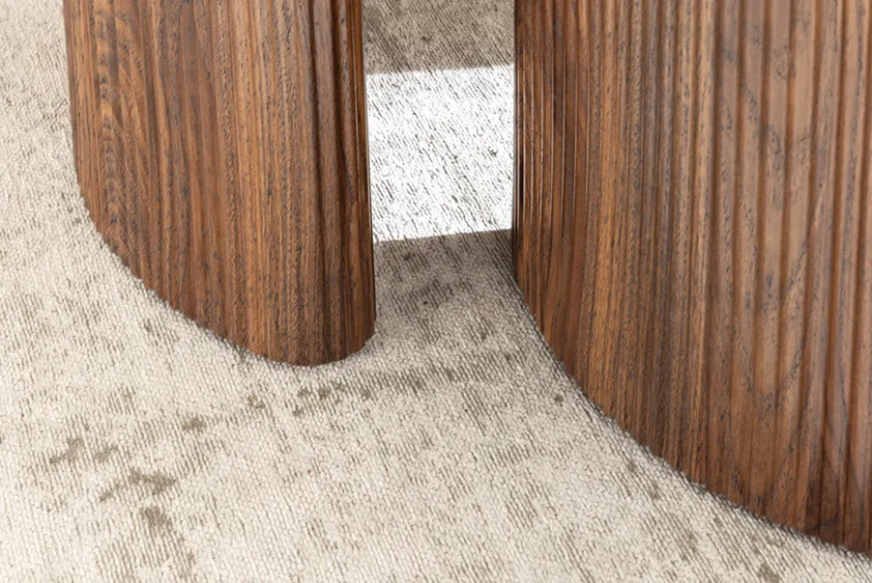 2er Set Couchtische OSAKA 120cm weiß Marmor Keramik Walnuss