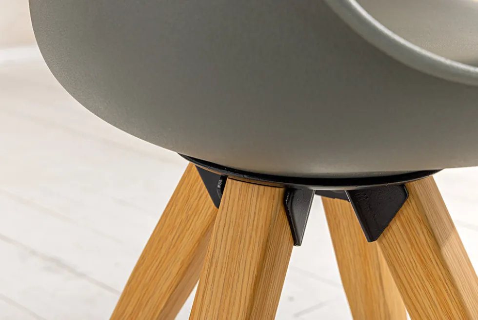 2er Set Design Stuhl SCANDINAVIA MEISTERSTÜCK grau Kunstleder natur Metall Eichen-Optik