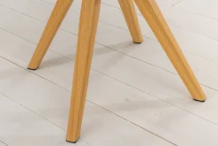 2er Set Design Stuhl SCANDINAVIA MEISTERSTÜCK grau Kunstleder natur Metall Eichen-Optik