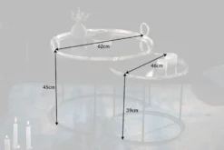2er Set Runde Couchtische ELEMENTS 65cm silber schwarz Metall Tablett Beistelltisch
