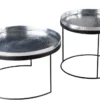 2er Set Runde Couchtische ELEMENTS 60cm silber schwarz Metall Tabletttisch Beistelltisch