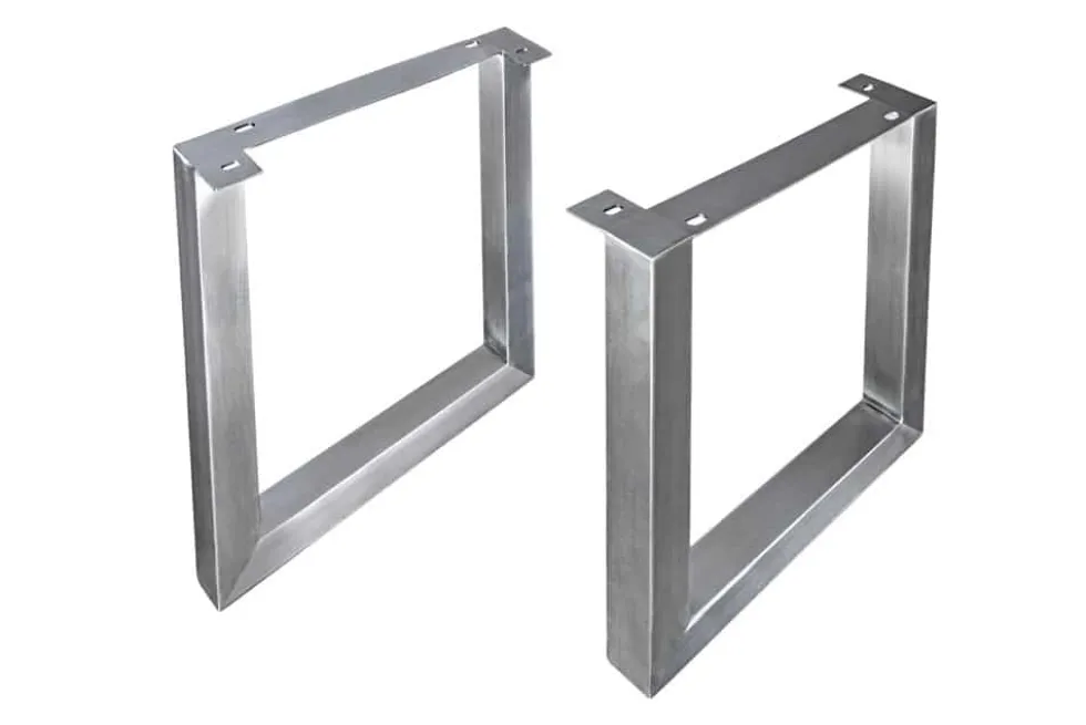2er Set Tischgestell U-FRAME 70cm Edelstahl gebürstet matt Tischbeine Kufe Esstisch