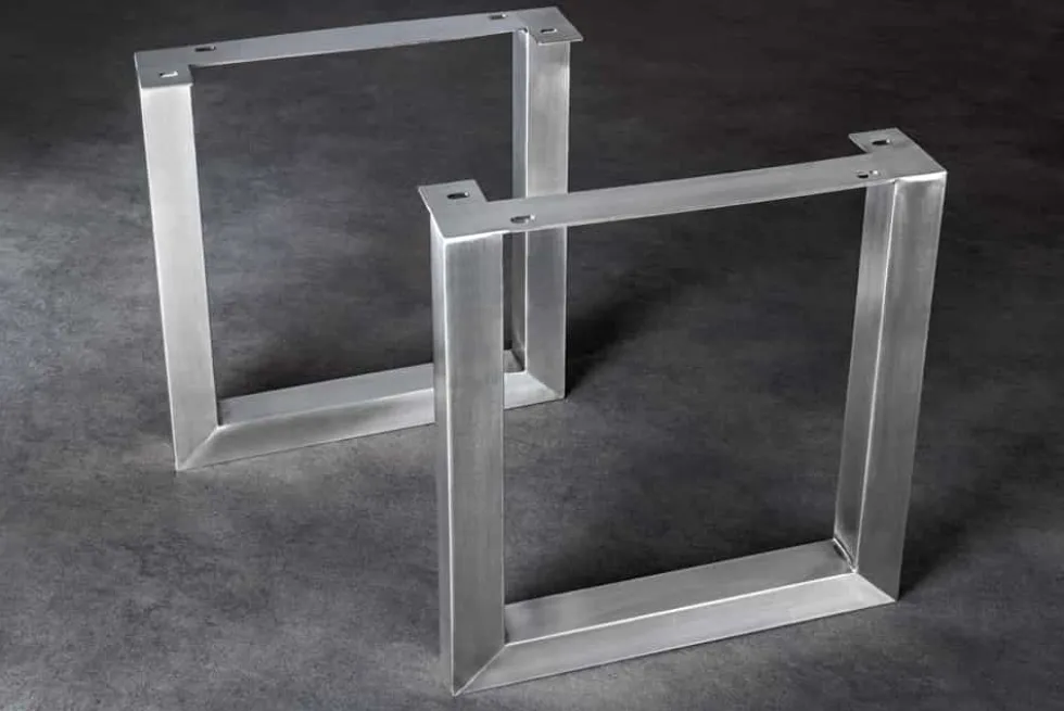 2er Set Tischgestell U-FRAME 70cm Edelstahl gebürstet matt Tischbeine Kufe Esstisch