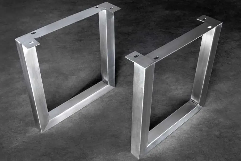 2er Set Tischgestell U-FRAME 70cm Edelstahl gebürstet matt Tischbeine Kufe Esstisch
