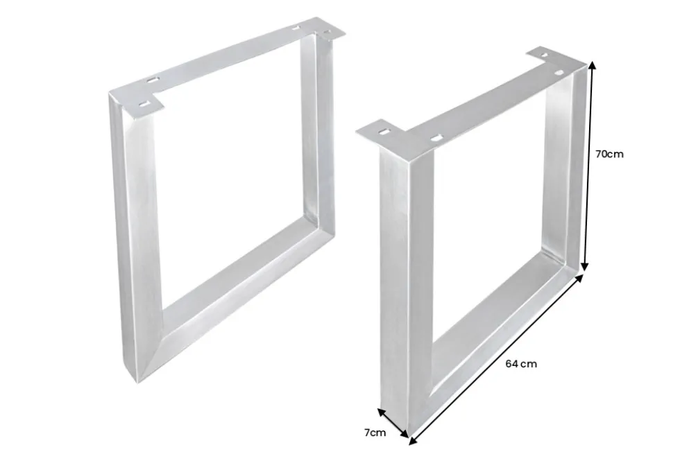 2er Set Tischgestell U-FRAME 70cm Edelstahl gebürstet matt Tischbeine Kufe Esstisch
