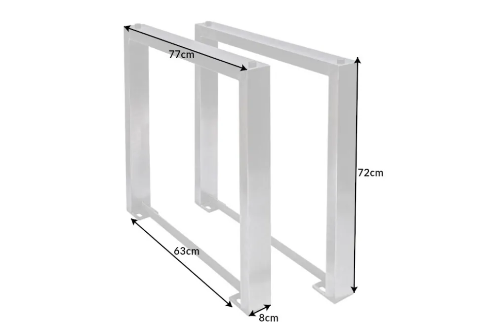 2er Set Tischgestell U-FRAME 80cm Edelstahl gebürstet matt Tischbeine Kufe Esstisch