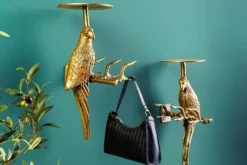 2er Set Wandgarderobe WILDLIFE BIRDS 45cm gold Metall Hammerschlag Design handmade