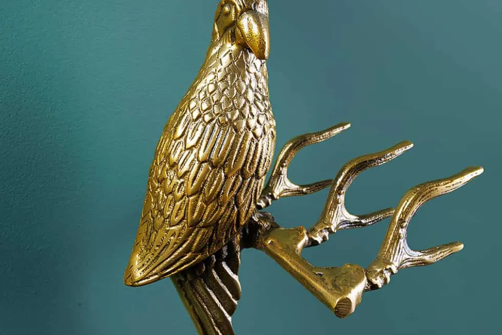 2er Set Wandgarderobe WILDLIFE BIRDS 45cm gold Metall Hammerschlag Design handmade