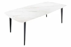 Esstisch MILANO 160cm weiß Marmor Keramik schwarzes Metallgestell
