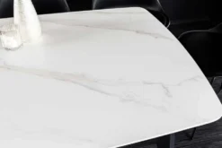 Esstisch MILANO 180cm weiß Marmor Keramik schwarzes Metallgestell