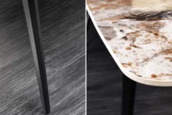 Esstisch MILANO 160cm weiß Pandora Keramik schwarzes Metallgestell
