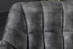 Esszimmer Sitzbank PAPILLON 165cm grau Samt mit Rückenlehne schwarzes Metallgestell