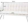 Esszimmer Sitzbank PAPILLON 165cm champagner beige mit Lehnen schwarzes Metallgestell