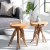 Exklusiver Beistelltisch ROOT 30cm natur Teak Massivholz Hocker Wurzelholz rund