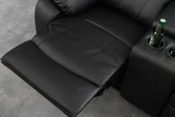 Exklusiver 2er Kinosessel HOLLYWOOD 190cm schwarz mit Liegefunktion und Getränkehalter