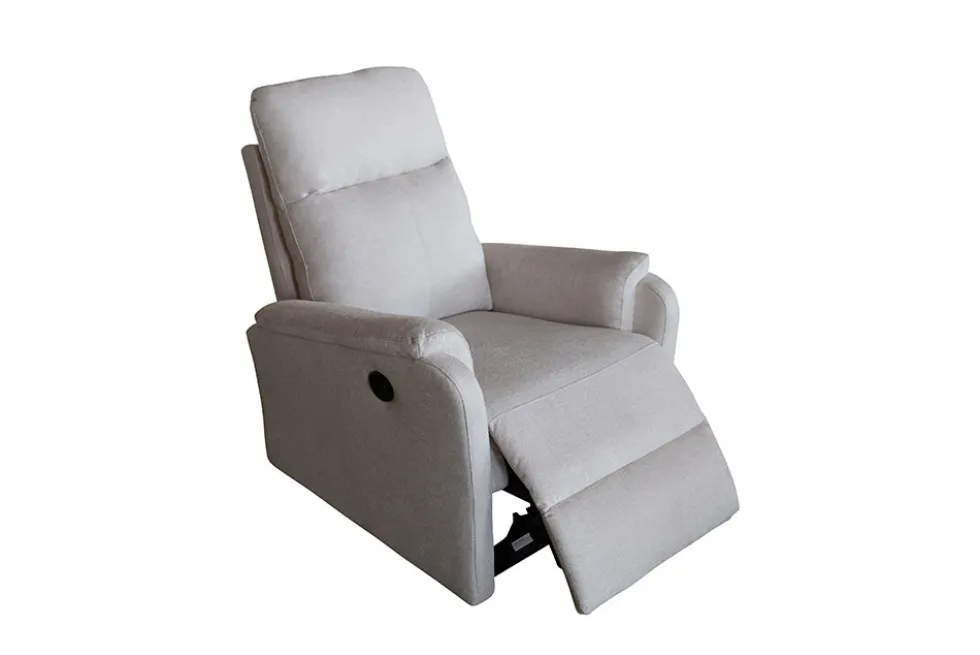 Exklusiver 1er Kinosessel HOLLYWOOD beige Strukturstoff elektrische Liegeposition