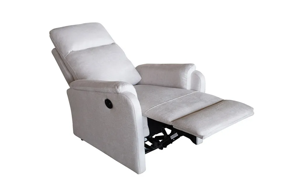 Exklusiver 1er Kinosessel HOLLYWOOD beige Strukturstoff elektrische Liegeposition