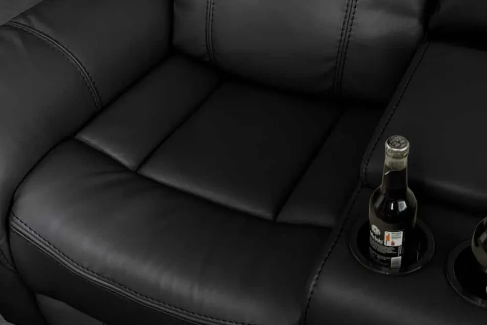 Exklusiver 5er Kinosessel HOLLYWOOD schwarz Ecksofa Getränkehalter Stauraum