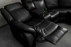 Exklusiver 5er Kinosessel HOLLYWOOD schwarz Ecksofa Getränkehalter Stauraum
