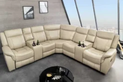 Exklusiver 5er Kinosessel HOLLYWOOD beige Ecksofa Getränkehalter Stauraum