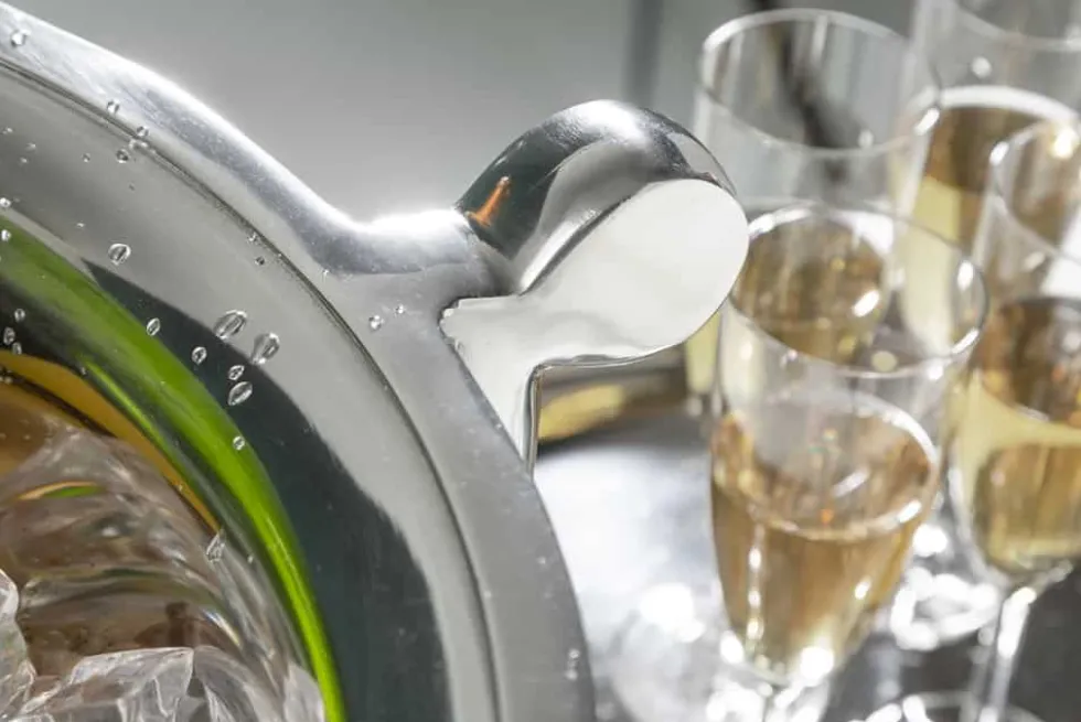 Exklusiver Sektkühler CHAMPAGNE 65cm silber poliert Flaschenkühler