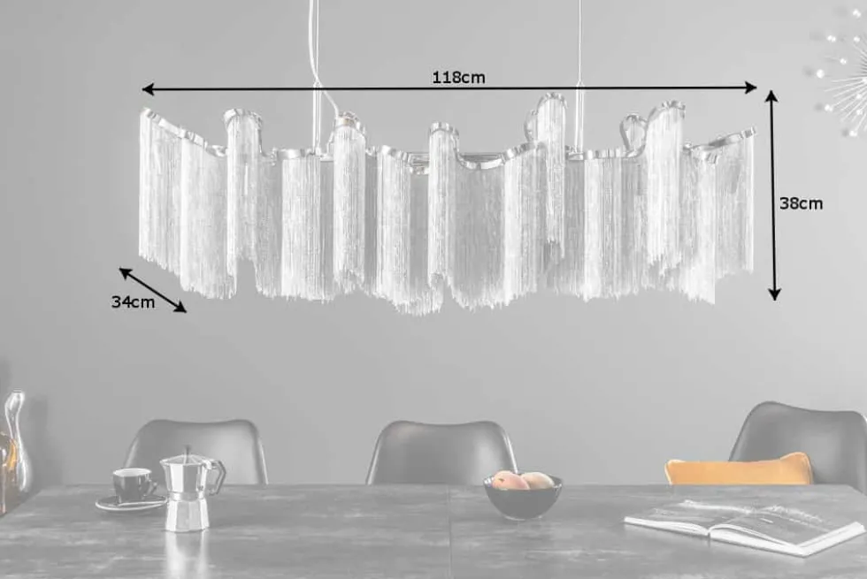 Extravagante Hängeleuchte ROYAL 120cm silber Hängelampe