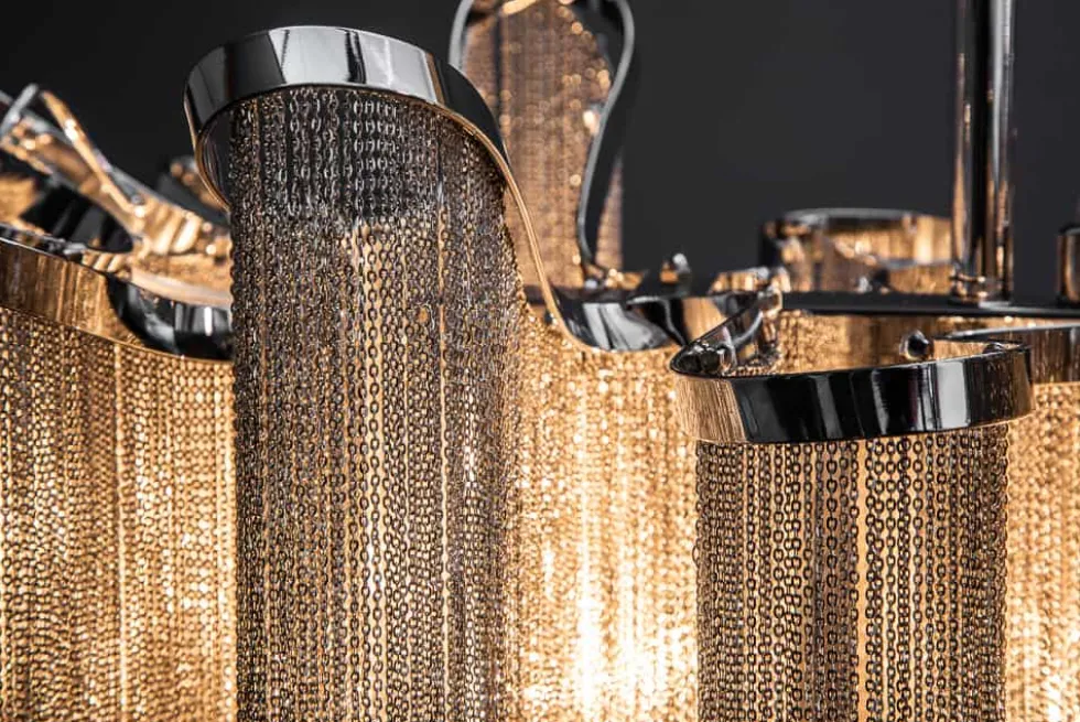 Extravagante Hängeleuchte ROYAL 120cm silber Hängelampe