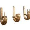 Extravagante Kleiderhaken FINGERS gold Metall-Aluminium 3er Set Wandgarderobe