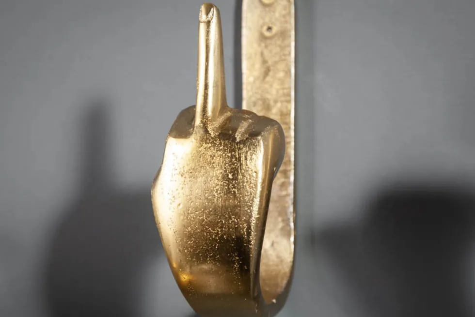 Extravagante Kleiderhaken FINGERS gold Metall-Aluminium 3er Set Wandgarderobe
