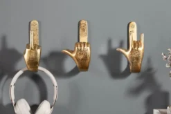 Extravagante Kleiderhaken FINGERS gold Metall-Aluminium 3er Set Wandgarderobe