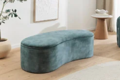 Extravagante Polsterbank ELEMENTAL 120cm petrol Samt mit Stauraum organische Form