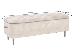 Extravagante Polsterbank EN VOGUE 120cm grau Samt mit Stauraum schwarze Metallbeine