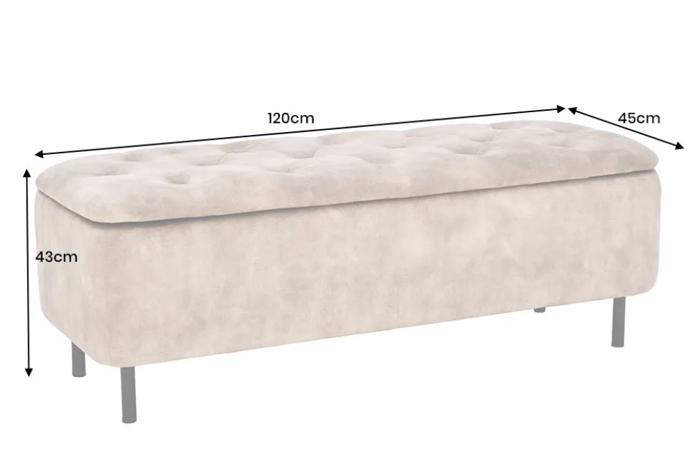 Extravagante Polsterbank EN VOGUE 120cm grün Samt mit Stauraum schwarze Metallbeine
