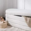 Extravagante Polsterbank VOGUE 115cm creme weiß Bouclé Sitzbank mit Stauraum