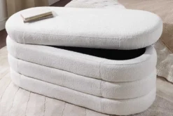 Extravagante Polsterbank VOGUE 115cm creme weiß Bouclé Sitzbank mit Stauraum