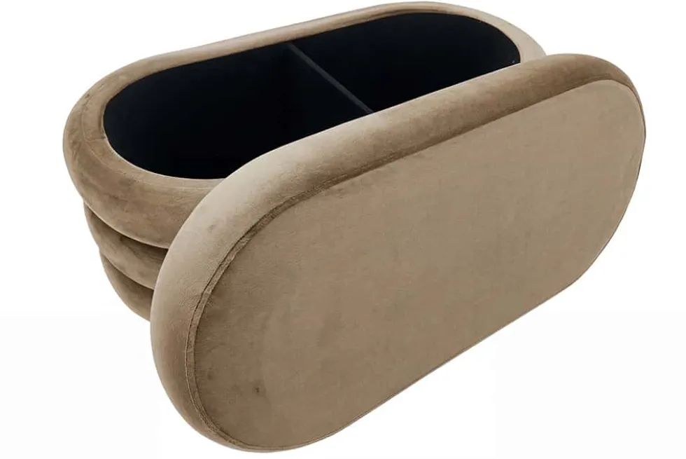 Extravagante Polsterbank VOGUE 85cm champagner Samt Sitzbank mit Stauraum