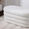 Extravagante Polsterbank VOGUE 85cm weiß Bouclé Sitzbank mit Stauraum
