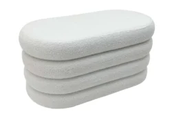 Extravagante Polsterbank VOGUE 85cm weiß Bouclé Sitzbank mit Stauraum