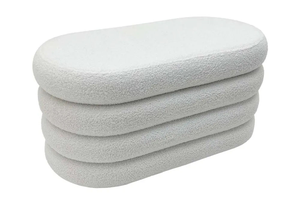 Extravagante Polsterbank VOGUE 85cm weiß Bouclé Sitzbank mit Stauraum