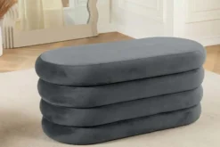 Extravagante Polsterbank VOGUE 85cm grau Samt Sitzbank mit Stauraum