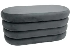 Extravagante Polsterbank VOGUE 85cm grau Samt Sitzbank mit Stauraum