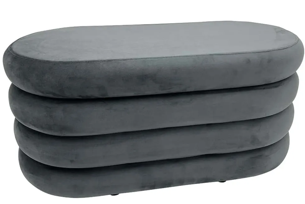 Extravagante Polsterbank VOGUE 85cm grau Samt Sitzbank mit Stauraum