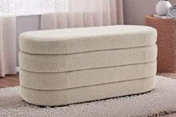 Extravagante Polsterbank VOGUE 115cm taupe Bouclé Sitzbank mit Stauraum